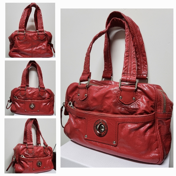 MARC BY MARC JACOBS Double Zip Top Patent Leather Satchel in Coral Red - Picture 2 of 16